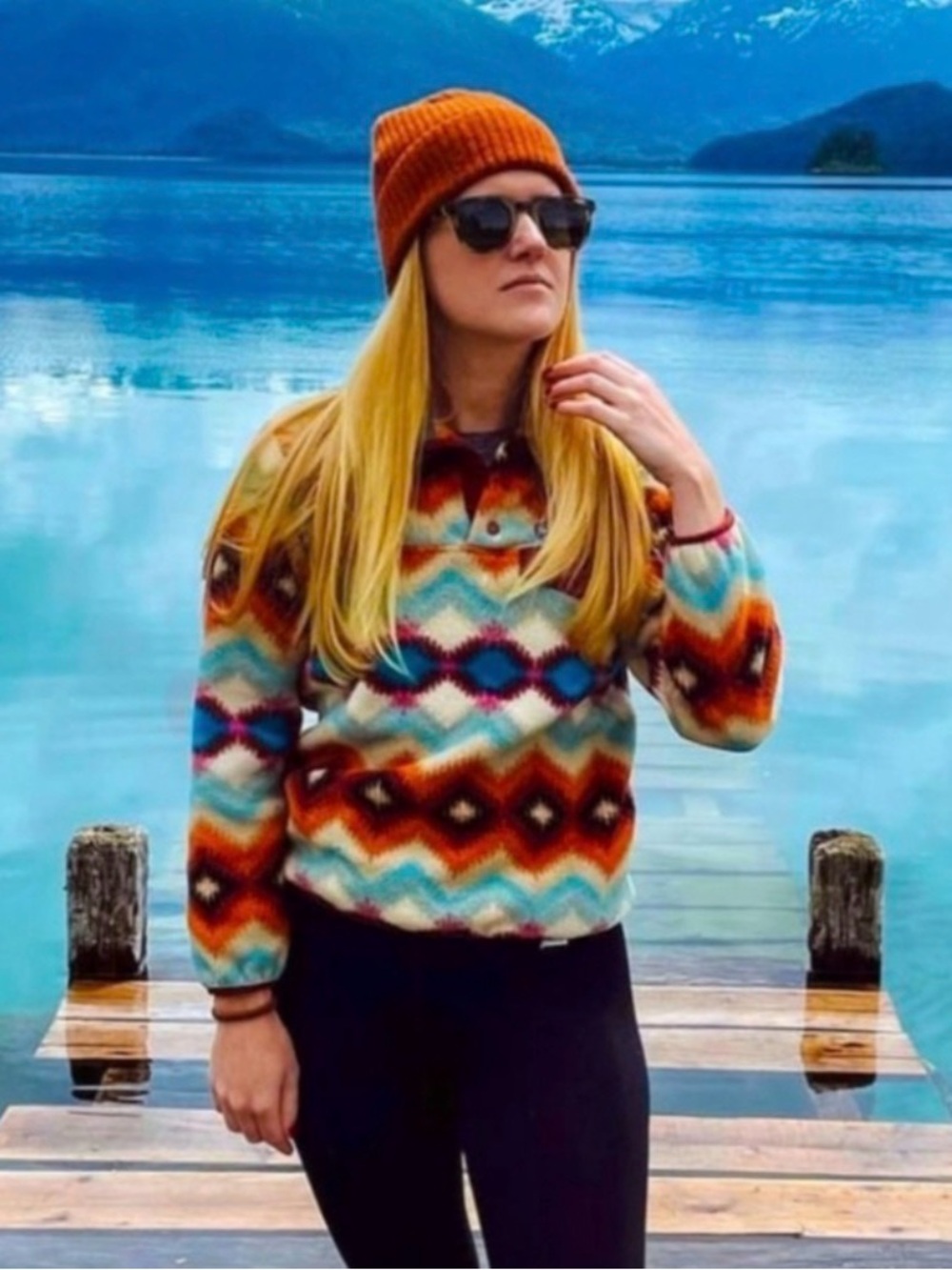 Patagonia Synchilla Snap-T Fleece Timber Twist Cinder Red Aztec Size XXS 2 XS